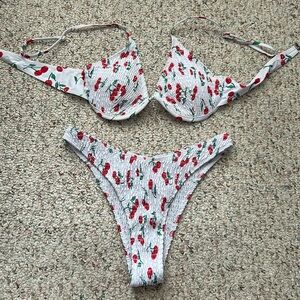 Cherry print underwire bikini
